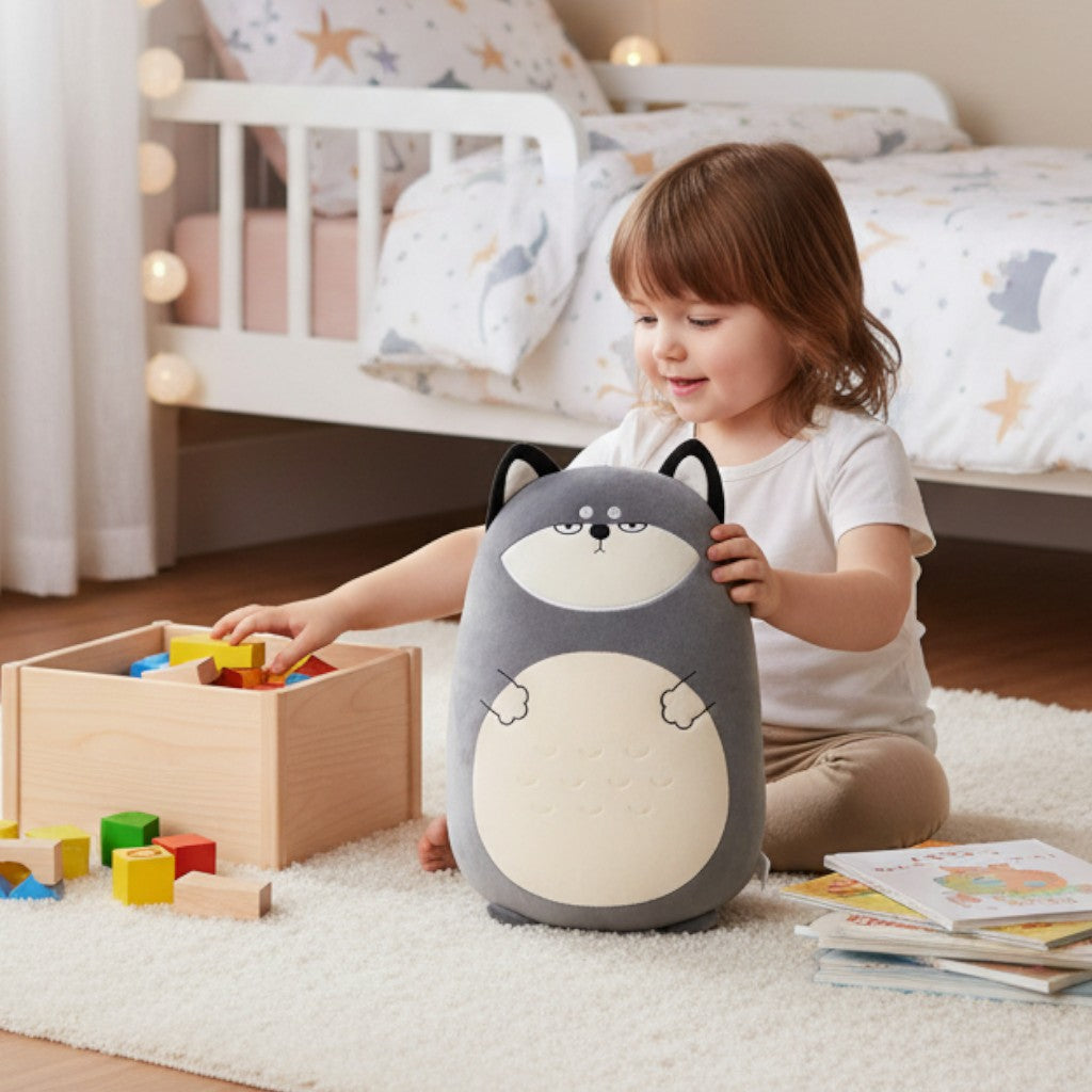 Cão Husky de Pelúcia Sono Profundo - Almofada de Repouso