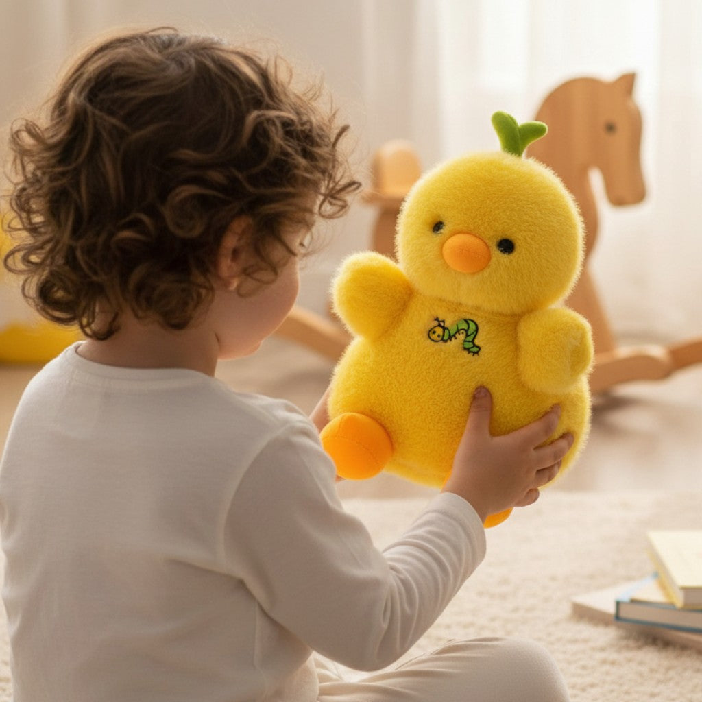 Pintinho de Pelúcia Amarelinho Bordado