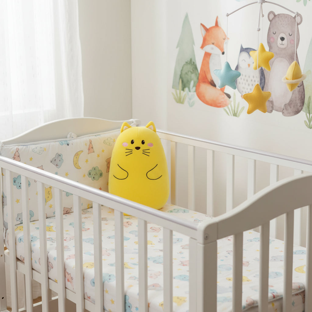 Almofada Gatinho Amarelinho de Pelúcia Macia