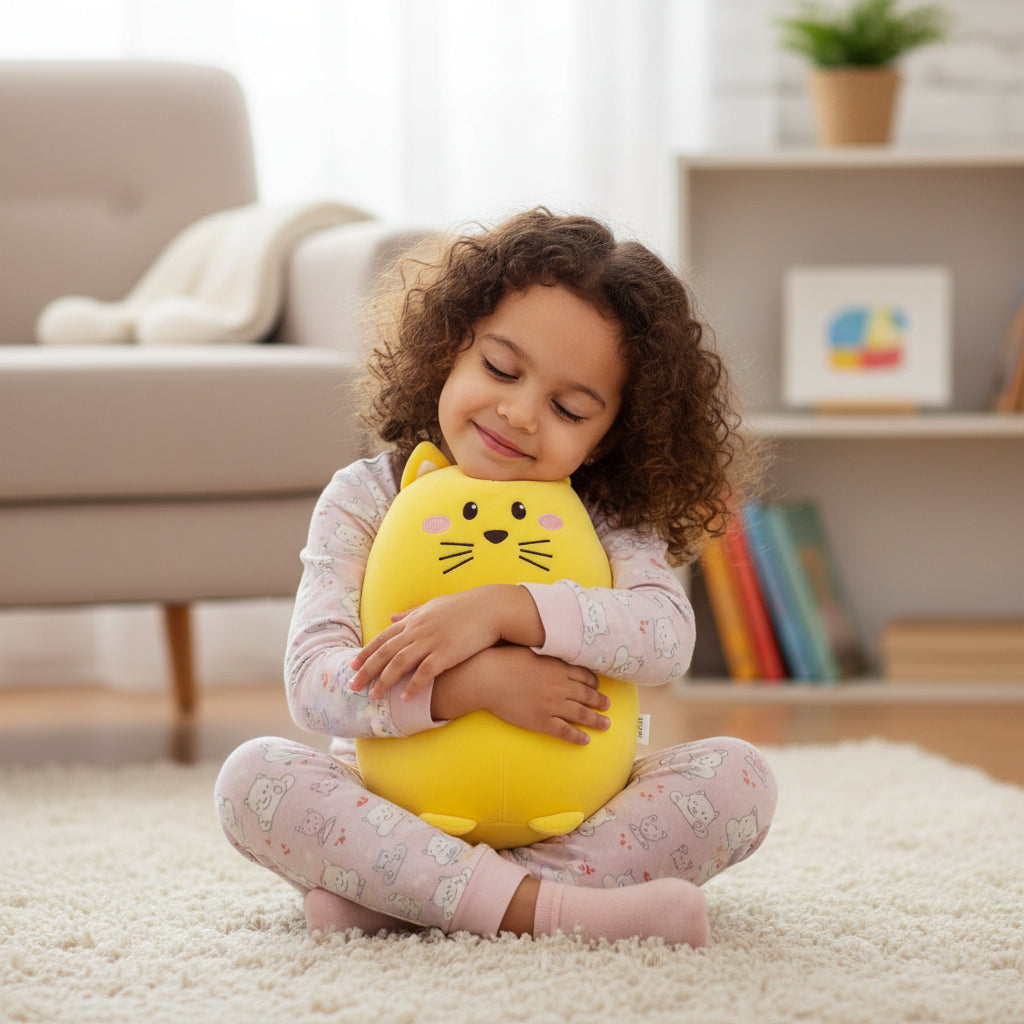 Almofada Gatinho Amarelinho de Pelúcia Macia
