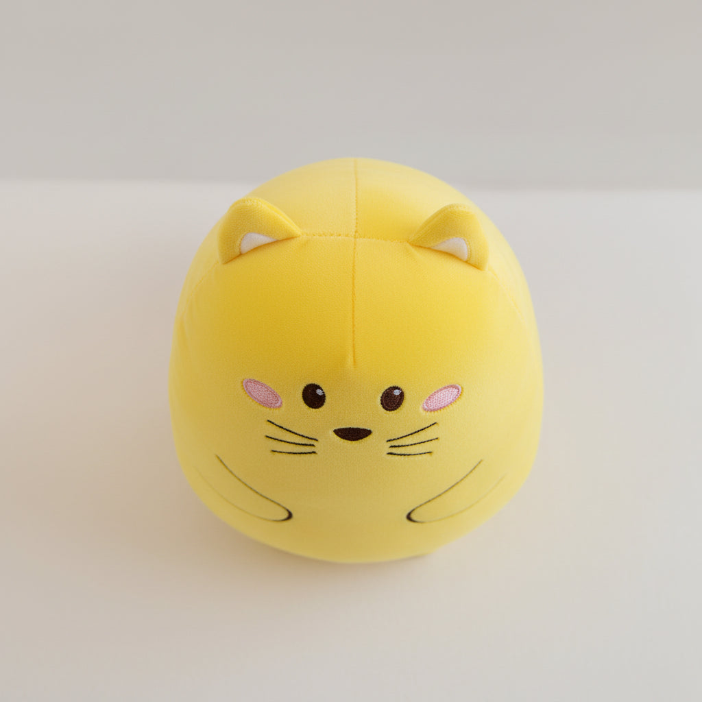Almofada Gatinho Amarelinho de Pelúcia Macia