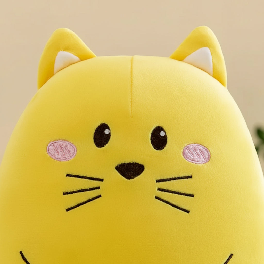 Almofada Gatinho Amarelinho de Pelúcia Macia